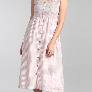 GAP Smocked Button Front Midi Dress NWT